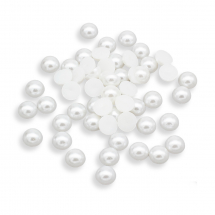 Kaboszony Perłowe, Plastic ABS, Półokrągłe, Białe, 12mm, Grubość 6mm, około 60szt/25g (13WB29486)