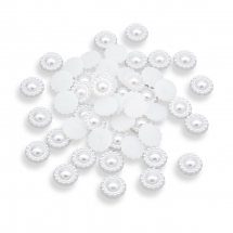 Кабошони Перли ABS пластик, Квітка, Колір: Білий, Діаметр: 11мм, Товщина 3.5мм, (13WB29505)