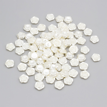 Kaboszony Perłowe, z Plastiku ABS, Kwiat, 12x11.5x4mm, Beżowe, około 90szt/25g (13WB29543)