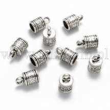 Końcówki do Sznura, Metal, Antyczne Srebro, 16x9mm, otwór: 3mm, średnica wewnętrzna 6.5mm,10szt (13WB29613)