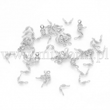 Łapaczki, Końcówki Zaciskowe na węzełki, Stal Nierdzewna, Srebrny, 7.5x4x3.5mm, Otwór 1.2mm, 50szt (13WB29679)