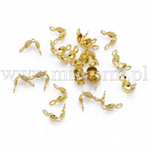 Łapaczki, Końcówki Zaciskowe na węzełki, Stal Nierdzewna, Złoty, 7.5x4x3.5mm, Otwór 1.5mm, 20szt (13WB29680)