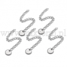 Łańcuszek Przedłużenyj z Zawieszką do Rękodzieła i Biżuterii, Stal Nierdzewna, 57-60mm, Wisior 7x1mm, 5szt (13WB29707)
