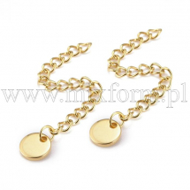 Łańcuszek Przedłużenyj z Zawieszką do Rękodzieła i Biżuterii, Stal Nierdzewna, Złoty, 57-60mm, 2szt (13WB29708)