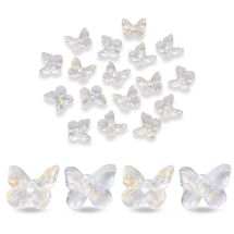 Zawieszki Wisiorki Szklany Motyl, Przezroczyste z Efektem Gwiazdy Pył, Bezbarwny, 9.5x11x3mm, 20szt (13WB29726)