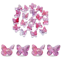 Zawieszki Wisiorki Szklany Motyl, Przezroczyste z Efektem Gwiazdy Pył, Ciemna Orchidea, 9.5x11x3mm, 20szt (13WB29729)