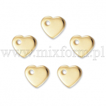 Zawieszka Serce, Stal Nierdzewna, Złoty, 5x6x1mm, Otwór 1mm, 5szt (13WB19635)