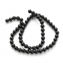 Koraliki Naturalny Czarny Obsydian Okrągłe, 6mm, około 58szt/38cm/sznur (13WB29796)