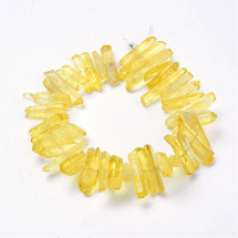 Koraliki Naturalny Kryształ Górski, Bryłki, Barwiony, Kolor: Jasny Khaki, 15-30x4-8x4-7mm, około 18cm/nić (13WB29805)