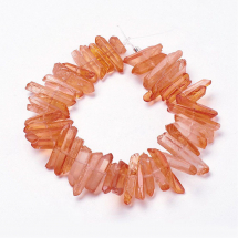 Koraliki Naturalny Kryształ Górski, Bryłki, Barwiony, Koral, 15-30x4-8x4-7mm, około 18cm/nić (13WB29806)