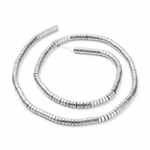 Намистини Синтетичний Гематит, Немагнітний, Круглі Плоскі, Покриття Платина, 4х2мм, Отвір 1мм, ок. 200шт/38см/нитка (13WB29809)