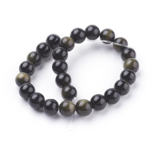 Koraliki Kamień Naturalny Złoty Obsydian, Kula, 8mm, 22szt/18cm/sznur (13WB29821)