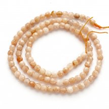 Koraliki Naturalny Kamień Słoneczny, Okrągłe, Fasetowane, Beżowy, 4mm, około 90szt/37.5cm/nić (13WB29834)