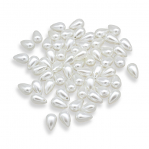 Koraliki Akrylowe, Imitacja Perły, Kropla, Białe, 13x8mm, około 50szt/25g (13WB29836)
