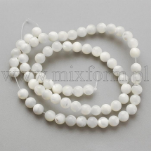 Koraliki z Muszli Morskich, Naturalna Masa Perłowa, Okrągłe, 6-6.2mm, około 63szt/36.5cm (13WB29903)