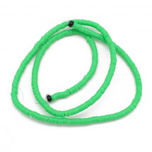 Koraliki Eko Glina Polimerowa, Handmade, Heishi, Dysk, Jasnozielone, 3x1mm, Otwór 1mm, około 375szt/40cm/nić (13WB29913)