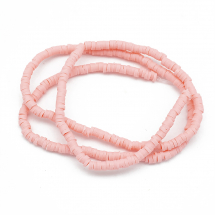 Koraliki Eko Glina Polimerowa, Handmade, Heishi, Dysk, Różowy, 3x1mm, Otwór 1mm, około 375szt/40cm/nić (13WB29916)