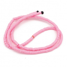 Koraliki Eko Glina Polimerowa, Handmade, Heishi, Dysk, Flamingo, 3x1mm, Otwór 1mm, około 375szt/40cm/nić (13WB29922)
