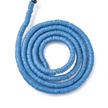 Намистини Екологічні з Полімерної Глини, Ручна Робота, Круглі Плоскі, Сталевий синій, 3х1мм, Отвір 1мм, Близько 375шт/40см/нитка (13WB29929)