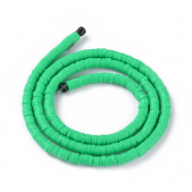 Koraliki Eko Glina Polimerowa, Handmade, Heishi, Dysk, Jasno Zielone, 4x1mm, Otwór 1mm, ok. 375szt/40cm/nić (13WB29934)