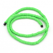 Намистини Екологічні з Полімерної Глини, Ручна Робота, Круглі Плоскі, Лайм, 4х1мм, Отвір 1мм, Близько 375шт/40см/нитка (13WB29936)