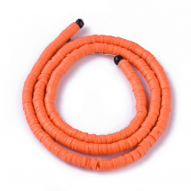 Koraliki Eko Glina Polimerowa, Handmade, Heishi, Dysk, Jasno Koralowe, 4x1mm, Otwór 1mm, ok. 375szt/40cm/nić (13WB29938)