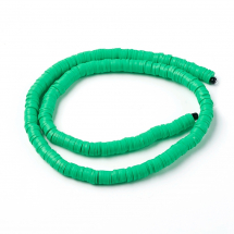 Koraliki Eko Glina Polimerowa, Handmade, Heishi, Dysk, Jasnozielony, 6x1mm, otwór 1mm, około 345szt/40cm/nić (13WB29950)