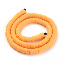 Koraliki Eko Glina Polimerowa, Handmade, Heishi, Dysk, Złoty, 6x1mm, Otwór 1mm, około 345szt/40cm/nić (13WB29972)