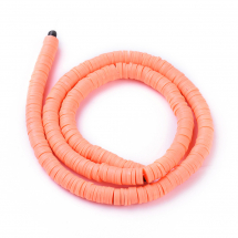 Koraliki Eko Glina Polimerowa, Handmade, Heishi, Dysk, Pomidorowy, 6x1mm, Otwór 1mm, około 345szt/40cm/nić (13WB29976)