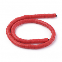 Koraliki Ekologiczna Glina Polimerowa, Handmade, Heishi, Czerwony, 8x0.5-1mm, około 370szt/43cm/nic (13WB29984)