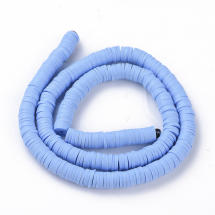 Намистини Екологічні з Полімерної Глини, Ручна Робота, Круглі Плоскі, Волошковий, 6х1мм, Отвір 2мм, Близько 345шт/40см/нитка (13WB29986)