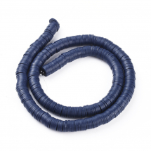 Намистини з Полімерної Глини, Ручна Робота, Круглі Плоскі, Темно-синій, 8х0.5-1мм, Отвір 2мм, Близько 370шт/43см/нитка (13WB29990)