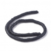 Koraliki Ekologiczna Glina Polimerowa, Heishi, Handmade, Czarny, 8x0.5-1mm, około 370szt/43cm/nic (13WB29999)