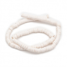 Koraliki Glina Polimerowa, Heishi, Handmade, Okrągłe Płaskie, Białe, 6x0.5-1mm, około 285szt/36cm/nić (13WB30011)
