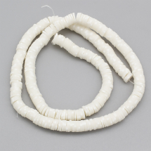 Koraliki Glina Polimerowa, Heishi, Handmade, Okrągłe Płaskie, Kwiatowy Biały, 6x0.5-1mm, ok. 300szt/38cm/nić (13WB30063)
