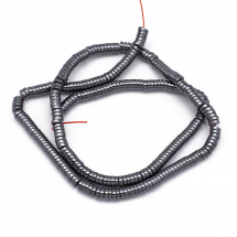 Koraliki Syntetyczny Hematyt, Niemagnetyczne, Heishi, Klasa A, Okrągłe Płaskie, 4x1mm, około 385szt/38cm/nic (13WB30077)