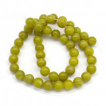 Koraliki Naturalny Jadeit Oliwkowy, Okrągłe, 8mm, Otwór 1mm, około 45szt/38cm/nić (13WB30082)