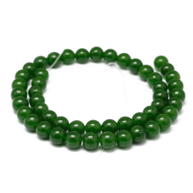Koraliki Kamień Naturalny Jadeit Tajwański, Kula, Barwione, Ciemnozielone, 8mm, 45szt/37.5cm/sznur (13WB30111)