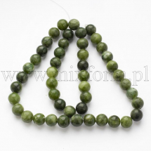 Koraliki Naturalny Jadeit Chiński, TaiWan, Okrągłe, 8mm, Ciemnozielone, około 45szt/37cm/nić (13WB30116)
