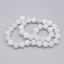 Koraliki Naturalny Biały Jadeit, Okrągłe, 10mm, Otwór: 1mm, około 35szt/35.5cm/nić (13WB30126)