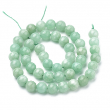 Намистини Натуральний М'янманський Нефрит, на нитках, Круглі, 10мм, Отвір 1мм, близько 36шт/37см/нитка, (13WB30133)