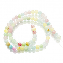 Koraliki Naturalny Zielony Jadeit, Barwione, Okrągłe, 6mm, Kolor: Mix, około 60szt/35cm/nić (13WB30138)