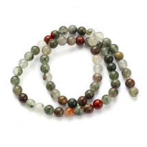 Koraliki Naturalny Afrykański Kamień Krwawy - Heliotrop, Okrągłe, Niebarwione, 6mm, około 55szt/36cm/nić (13WB30140)