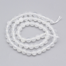 Koraliki Naturalny Selenit, Okrągłe, 6mm, około 65szt/38cm/nić (13WB30147)