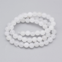 Koraliki Naturalny Selenit, Okrągłe, 8mm, około 45szt/38cm/sznur (13WB30148)