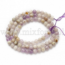 Koraliki Naturalny Ametyst, Okrągłe, 4mm, Otwór: 1mm, około 85szt/37cm/nić (13WB30156)
