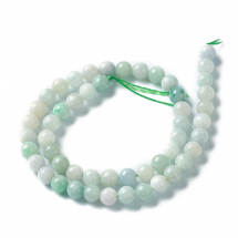Намистини Натуральний Жадеїт, Клас А, Круглі, 8мм, Отвір 1мм, близько 45шт/38см/нитка, (13WB30176)