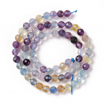 Koraliki Naturalny Fluoryt, Okrągłe, Fasetowane, 6mm, około 65szt/36.5cm/nić (13WB30182)