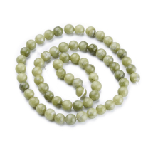 Koraliki Kamień Naturalny Jadeit Tajwański, Kulki, Jasnooliwkowy, 6mm, 60szt/36cm/sznur (13WB30188)