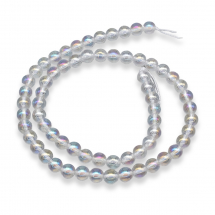 Koraliki Naturalny Kryształ Górski, Galwanicznie, Okrągłe, Powłoka AB, Tęczowy, 6mm, około 60szt/38cm/nić (13WB30208)